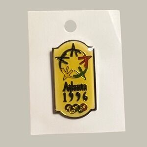 Atlanta 1996 Olympic Games Centennial Torch Logo Enamel Lapel Pin Yellow Gold